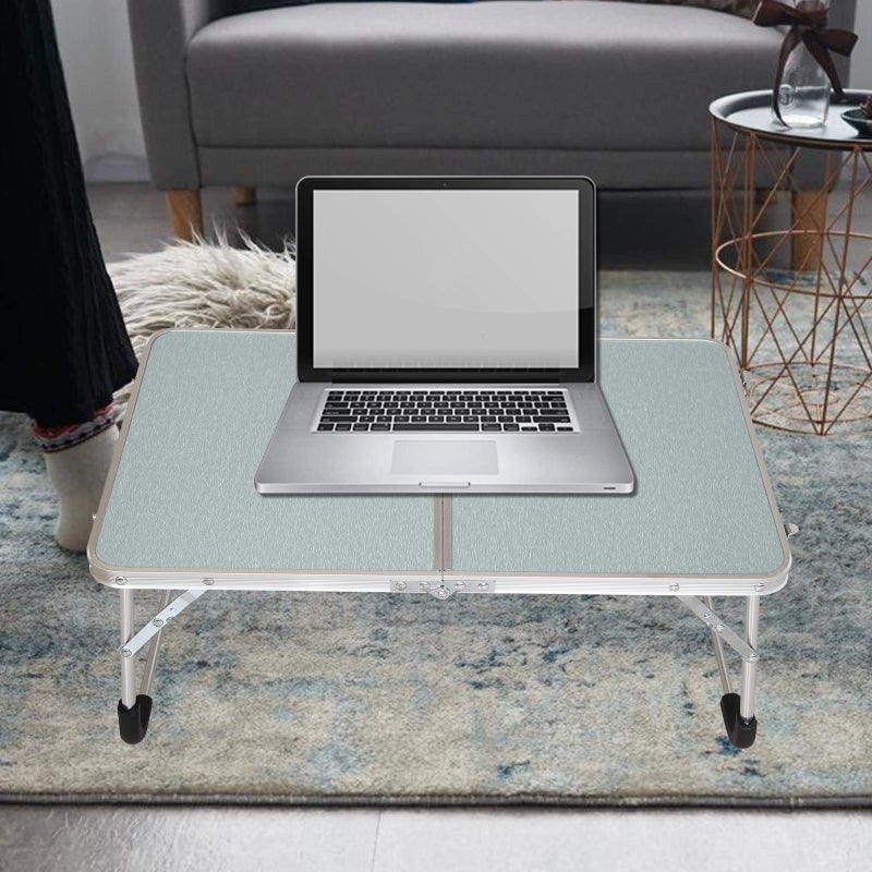 Jucaifu Foldable Laptop Table, Bed Desk, Breakfast Serving Bed Tray, Portable Mini Picnic Table & Ultra Lightweight, Folds in Half with Inner Storage Space (Silvery) - Image 4